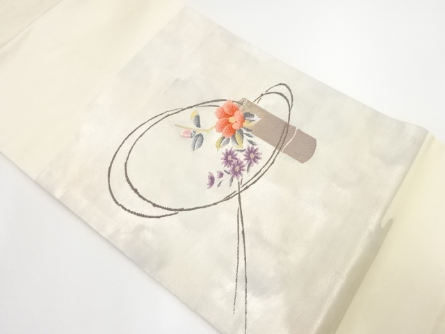 JAPANESE KIMONO / VINTAGE NAGOYA OBI / WOVEN FLOWERS